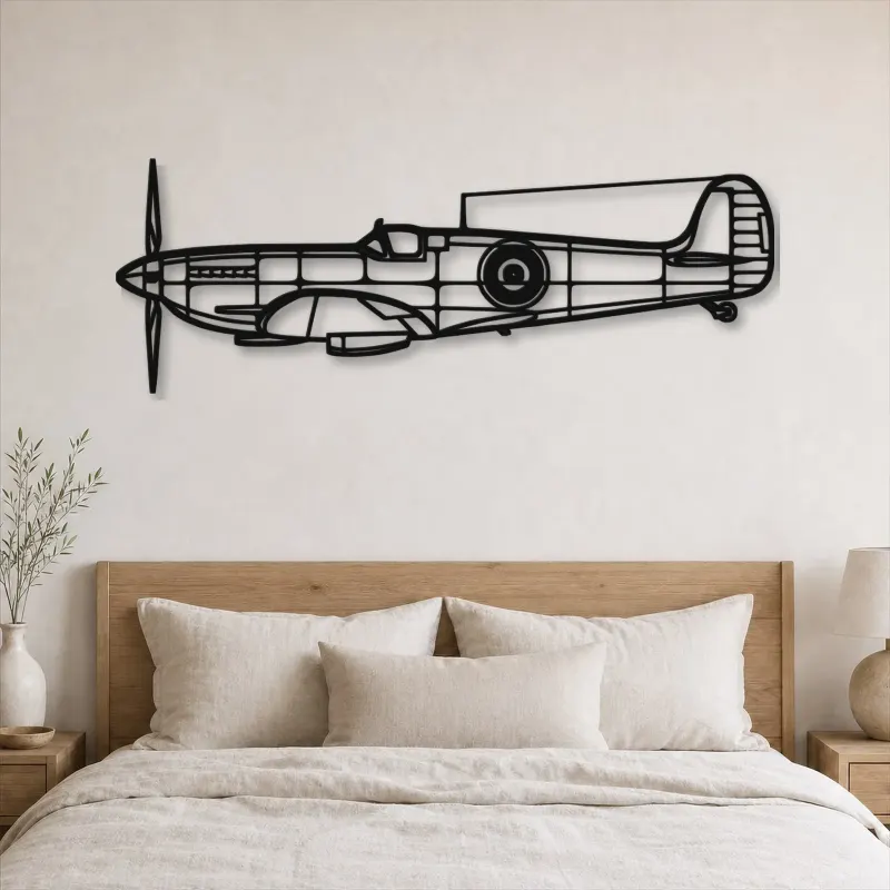 Silhouette d'avion Spitfire MK IX ALT en métal, Décoration murale en métal, Décor aéronautique, Décor d'aviation