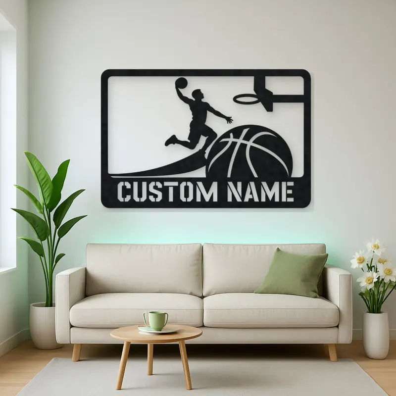 Personalized Basketball Slam Dunk Metal Wall Art