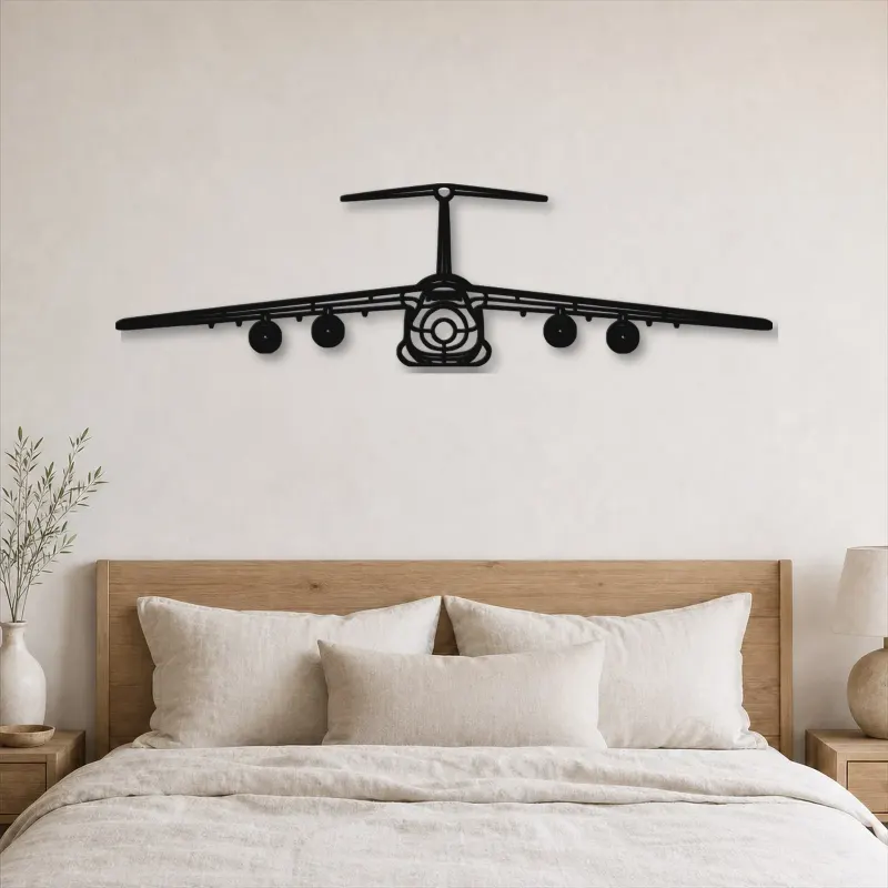 Silhouette en métal d'avion C-5 Galaxy Front, Décoration murale en métal, Décor aéronautique, Cadeau pour aviateur