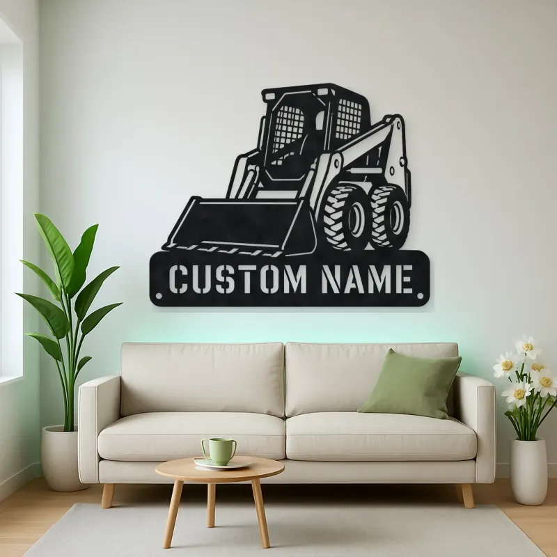 Personalized Skid Steer Loader Front Bucket Metal Wall Art