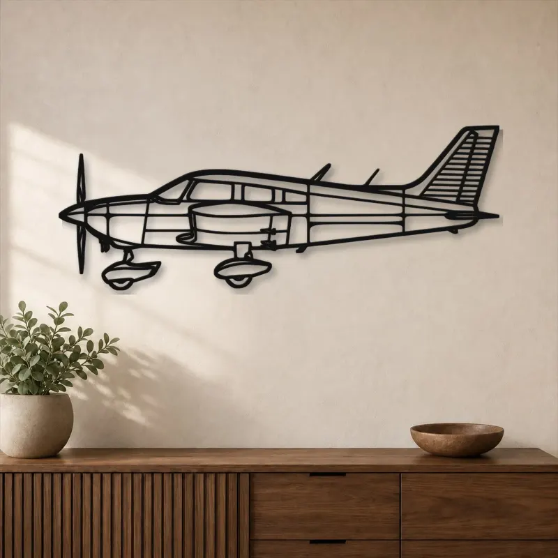 Silhouette d'avion PA-28-180 Cherokee Archer en métal, Décoration murale en métal, Décor aéronautique, Décor d'aviation