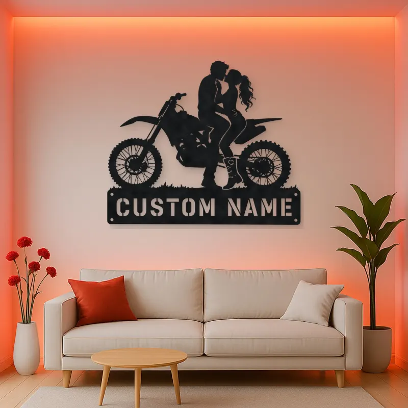 Personalized Dirt Bike Couple Metal Wall Art