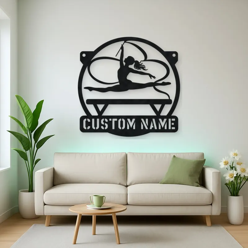 Personalized Rhythmic Gymnast Metal Wall Art with Ribbon