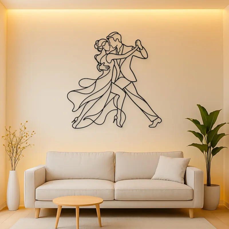 Tango Close Embrace Metal Wall Art | Couple Dance Wall Decor