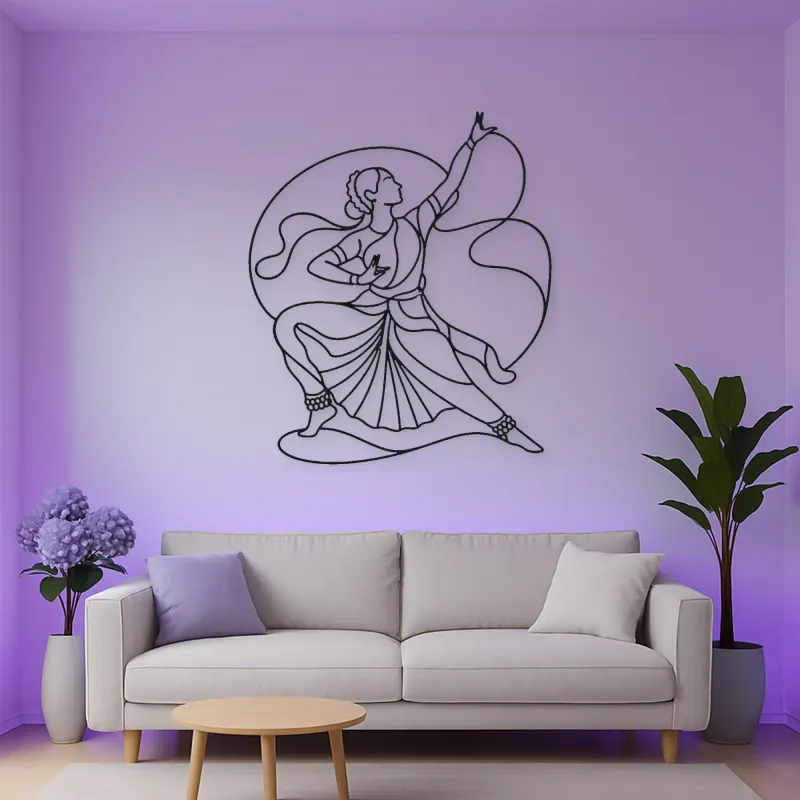 Bharatanatyam Pose Metal Wall Art | Dance Silhouette Wall Decor