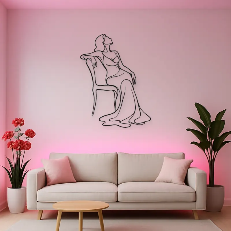 Draped Chair Pose Metal Wall Art | Fashion Figure Wall Decor
