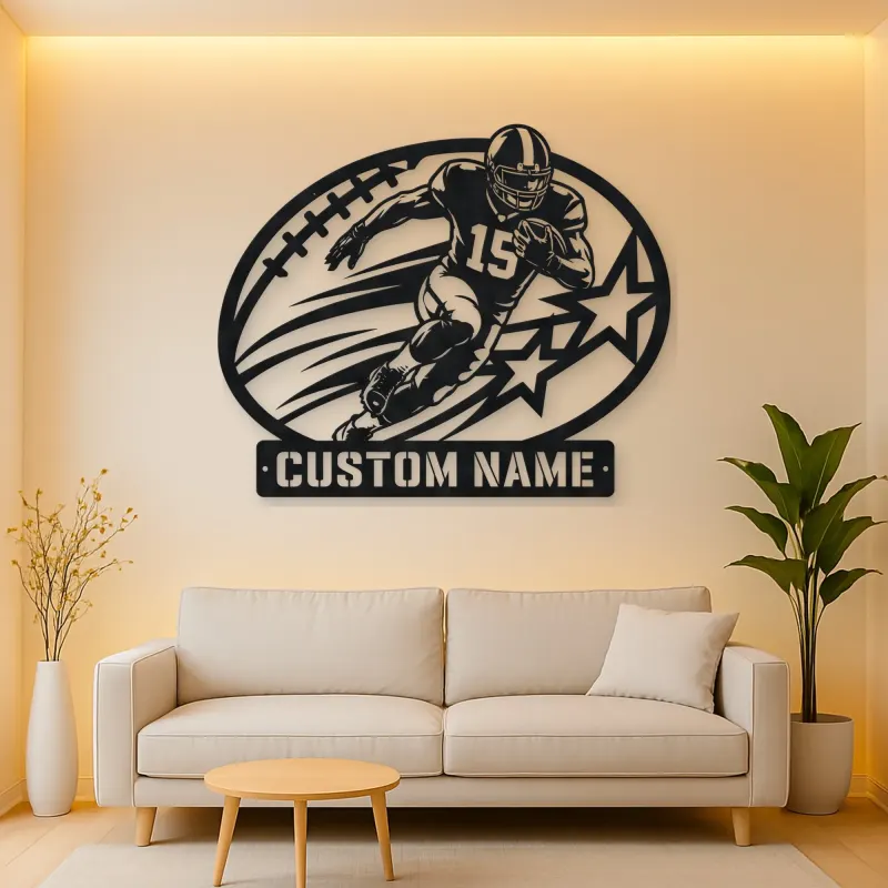 Personalized Number 15 Running Back Stars Metal Wall Art