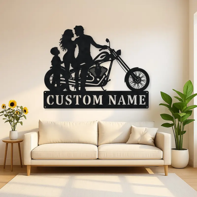 Personalized Chopper Family of Three Metal Wall Art