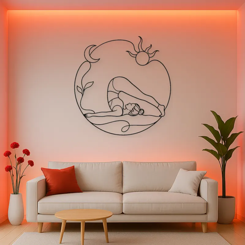Plow Pose Curve Metal Wall Art | Yoga and Meditation Wall Decor