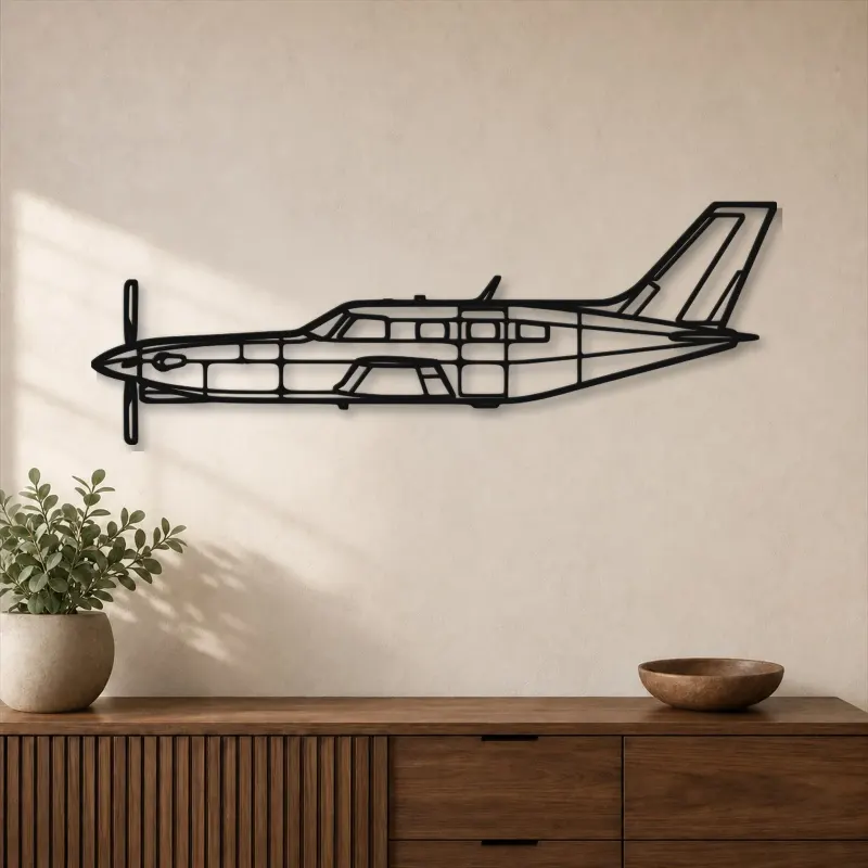 Silhouette en métal d'avion PA-46 Malibu, Décoration murale en métal, Décor aéronautique, Cadeau pour aviateur