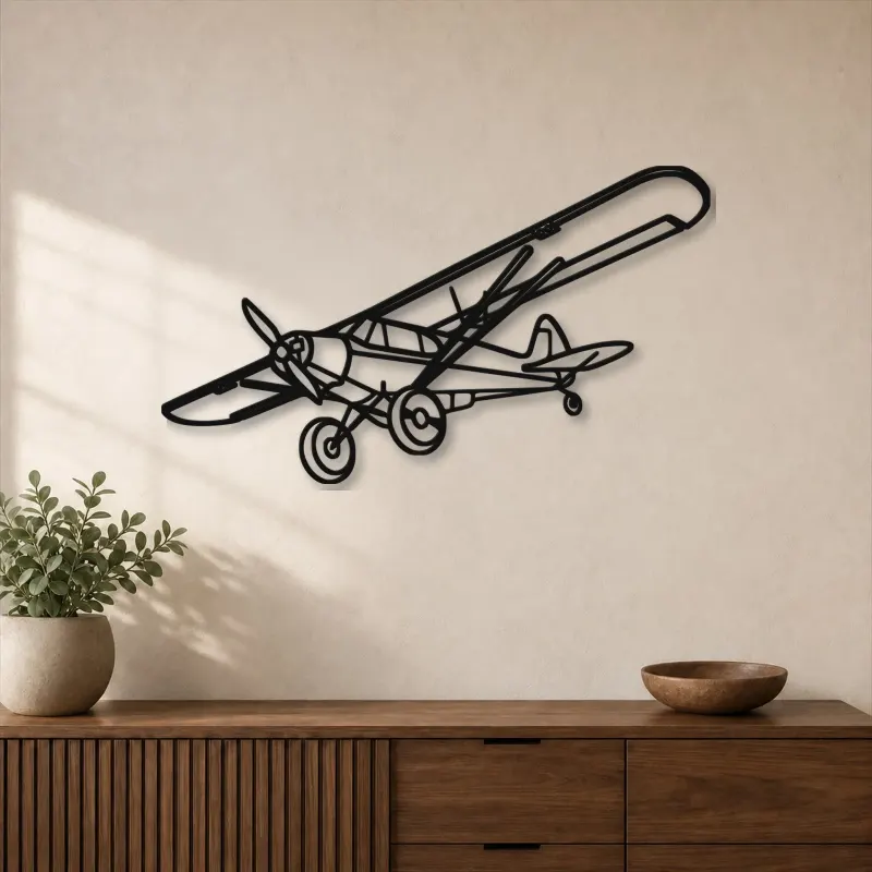 Silhouette d'avion Super Cub en métal, Décoration murale en métal, Décor aéronautique, Décor d'aviation