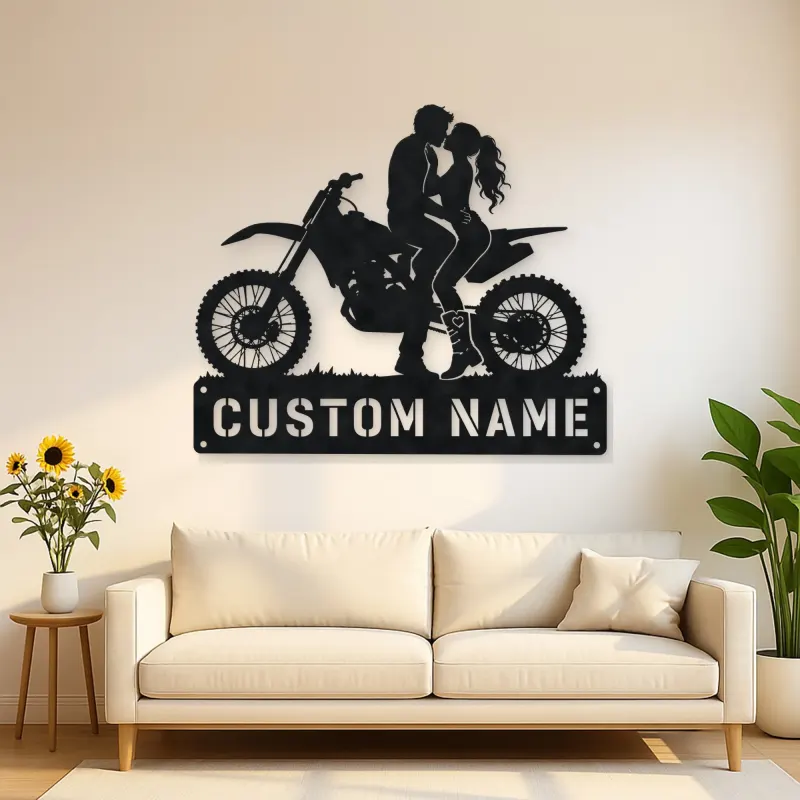 Personalized Dirt Bike Couple Metal Wall Art