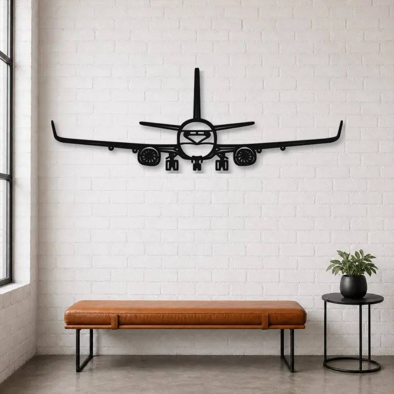 Silhouette d'avion en métal 737-800NG Front, décoration murale en métal, décoration aéronautique, cadeau pour pilote
