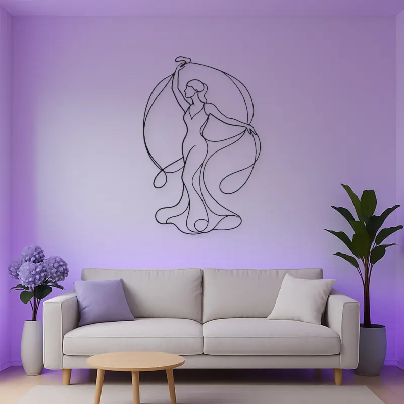 Woman with Silk Ribbon Metal Wall Art | Feminine Figure Wall Decor