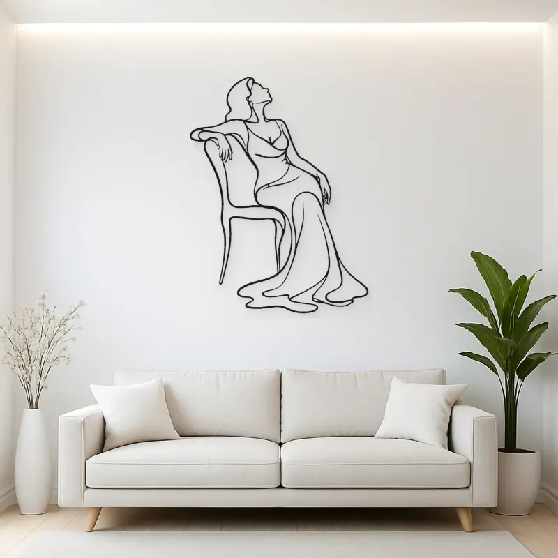 Draped Chair Pose Metal Wall Art | Fashion Figure Wall Decor