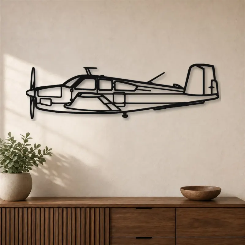 Silhouette en métal du V35 Bonanza, Décoration murale en métal, Décor aéronautique, Décorateur aviateur