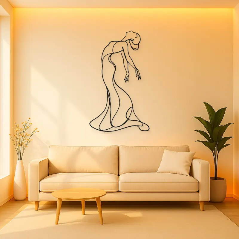 Arched Back Flow Metal Wall Art | Feminine Figure Wall Decor