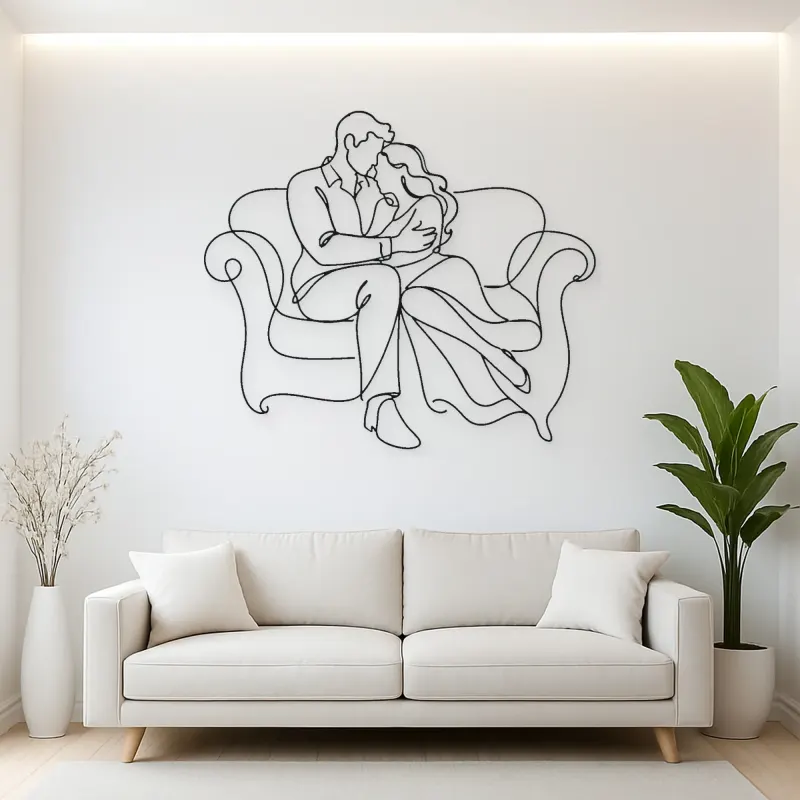 Couch Cuddle Pair Metal Wall Art | Romantic Couple Decor