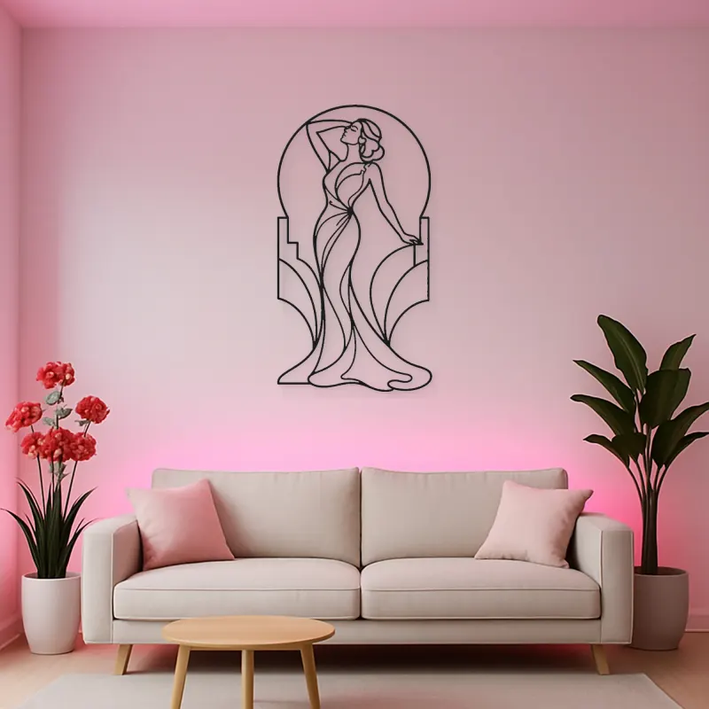 Art Deco Muse Metal Wall Art | Fashion Figure Wall Decor