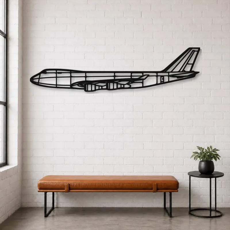 Silhouette d'avion en métal 747-400F, décoration murale en métal, décoration aéronautique, cadeau pour pilote