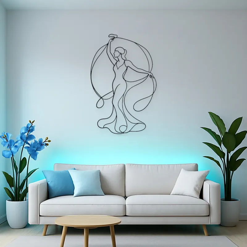 Woman with Silk Ribbon Metal Wall Art | Feminine Figure Wall Decor