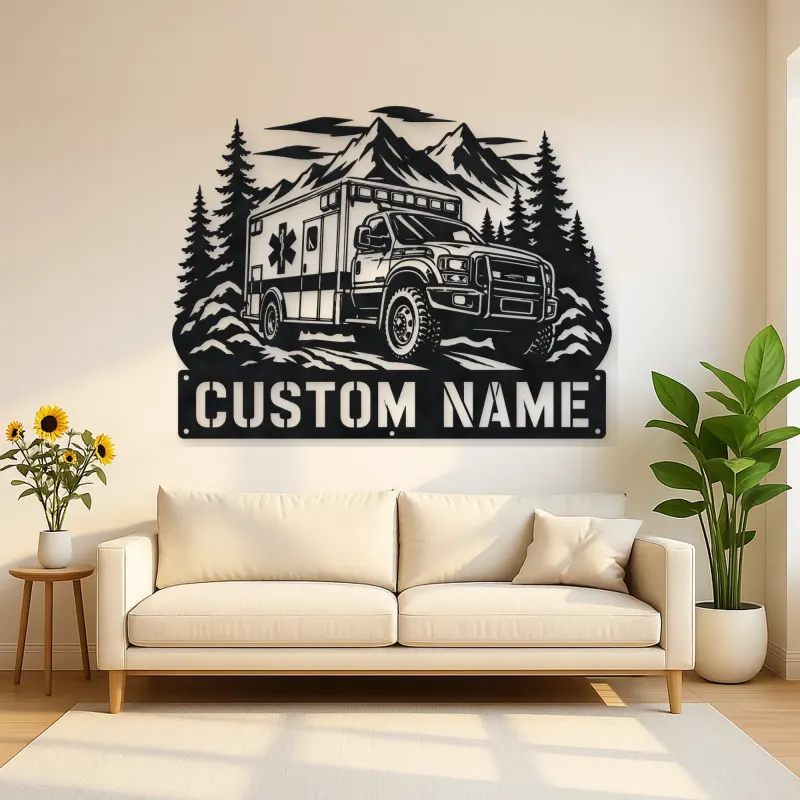 Personalized Mountain Rescue Ambulance Metal Wall Art