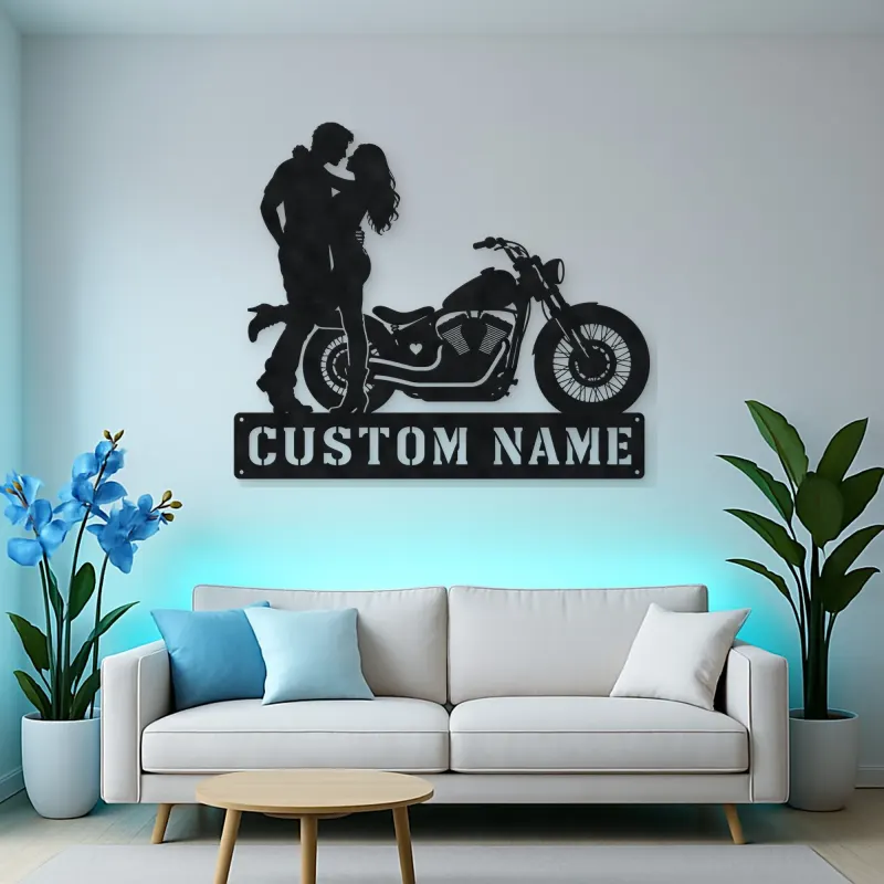 Personalized Chopper Romance Metal Wall Art with Heart