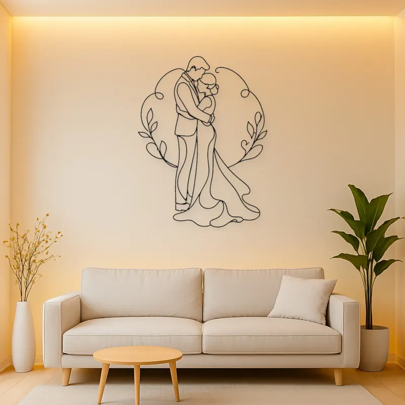 Newlywed Hug Metal Wall Art | Romantic Couple Decor