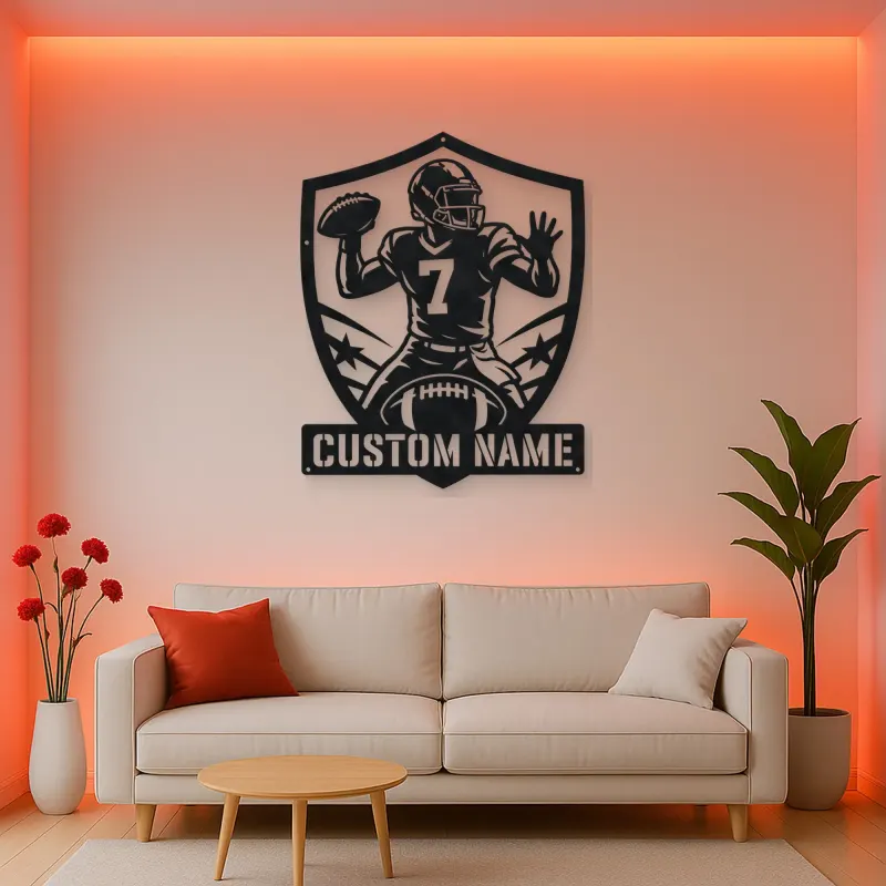 Personalized Number 7 Quarterback Shield Metal Wall Art