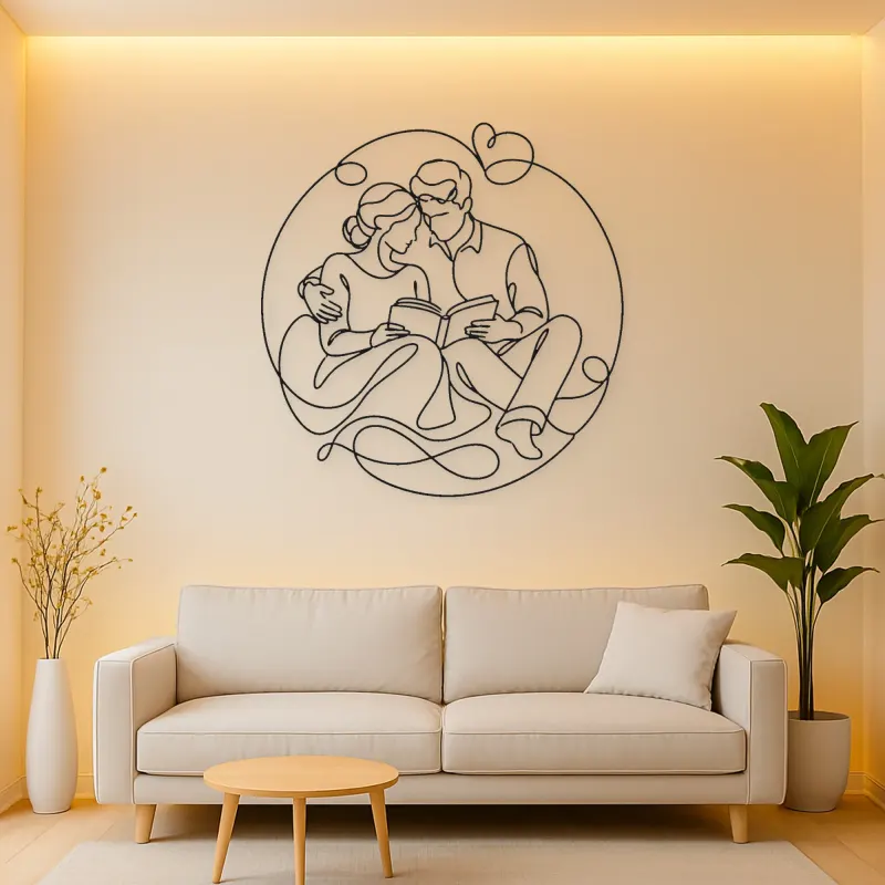 Reading Together Lovers Metal Wall Art | Romantic Couple Decor