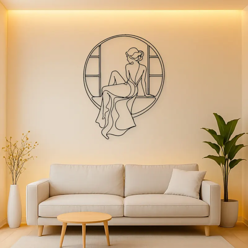 Quiet Window Muse Metal Wall Art | Feminine Figure Wall Decor