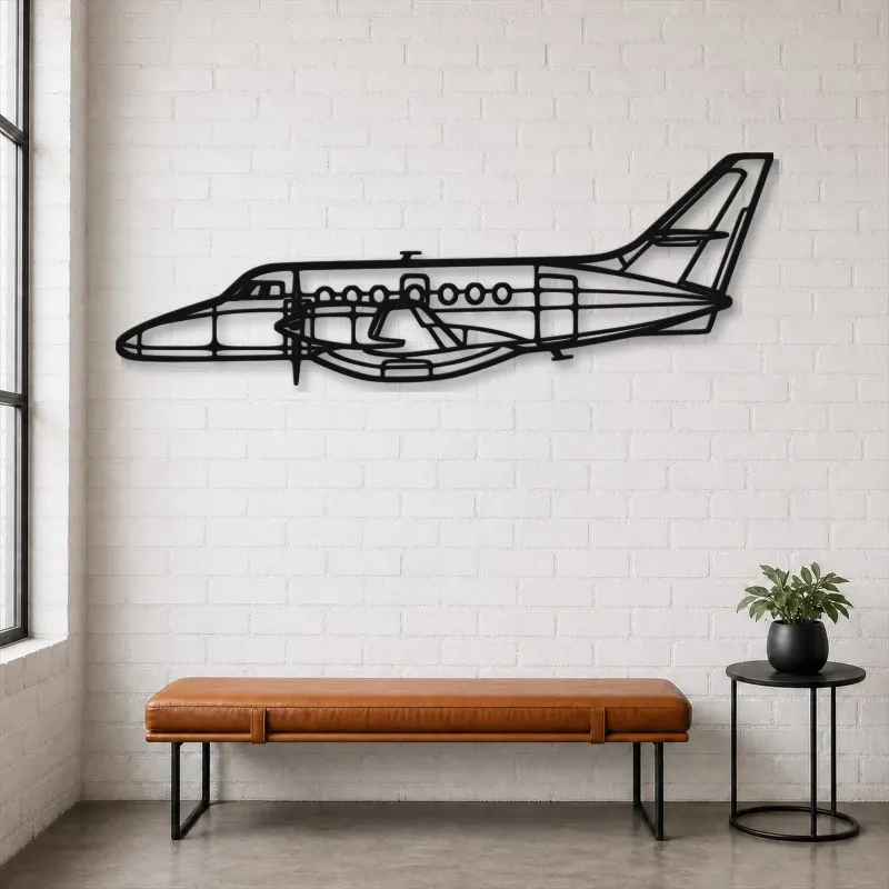 Insegna in metallo silhouette aereo Jetstream 32, Silhouette aereo in metallo, Decorazione parete aviazione, Decorazione per aviatori