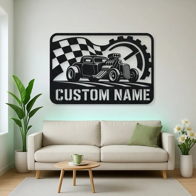 Personalized Hot Rod Racing Metal Wall Art