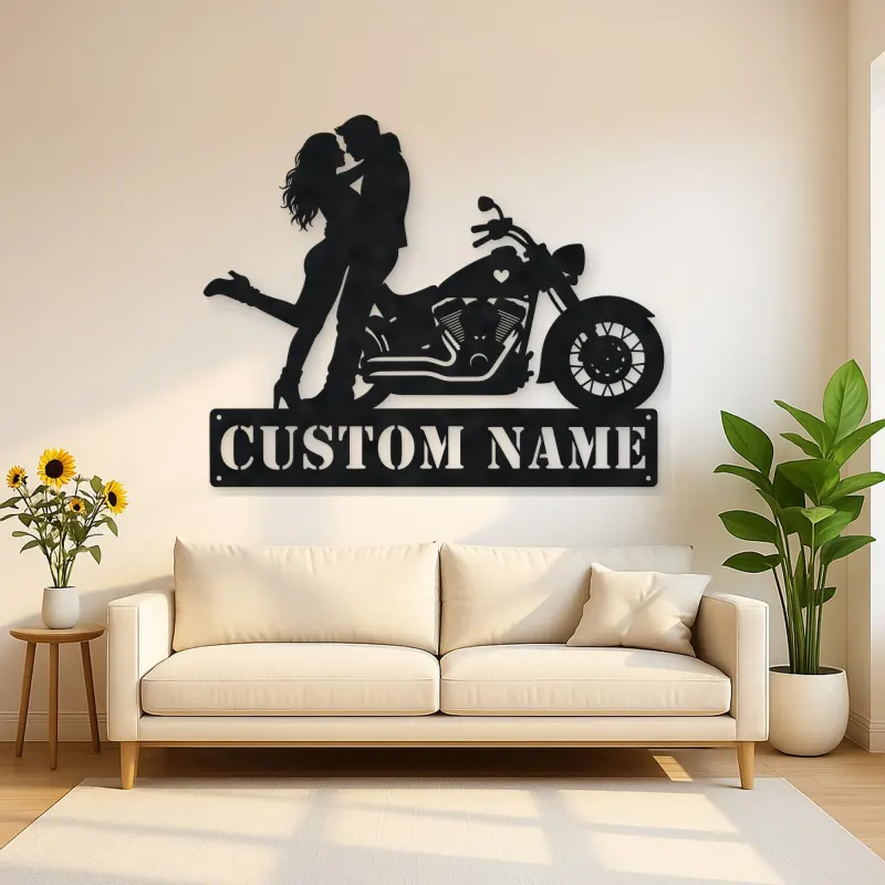 Personalized Classic Cruiser Couple Metal Wall Art
