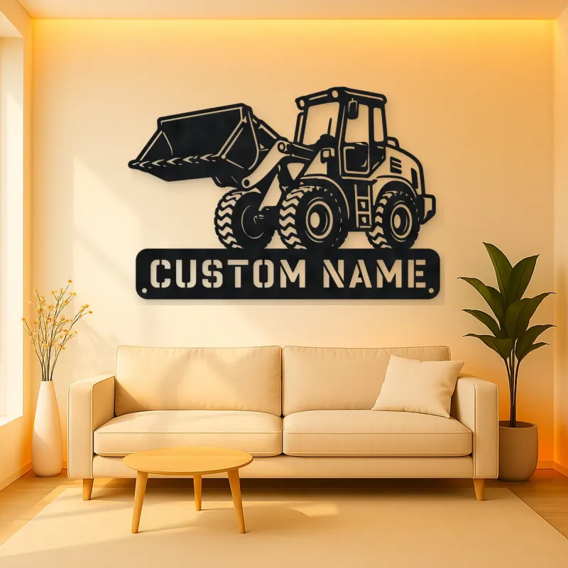Personalized Compact Wheel Loader Raised Bucket Metal Wall Art