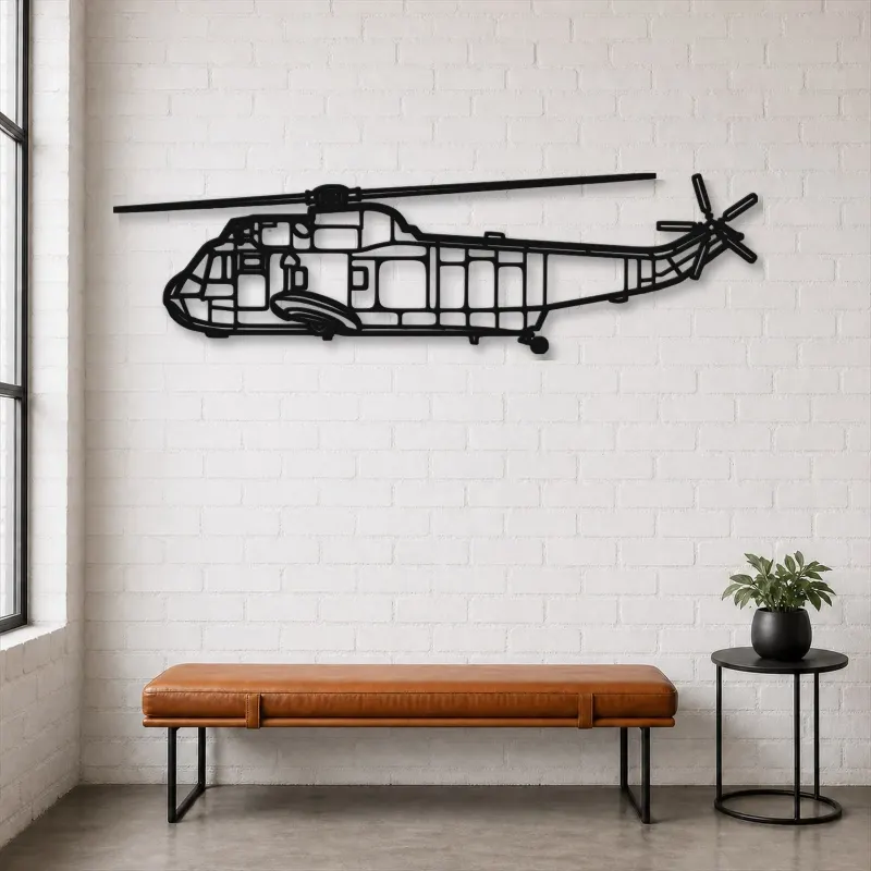 Silhouette en métal d'avion SH-3 Sea King, décoration murale en métal, décoration aéronautique, décoration d'aviation