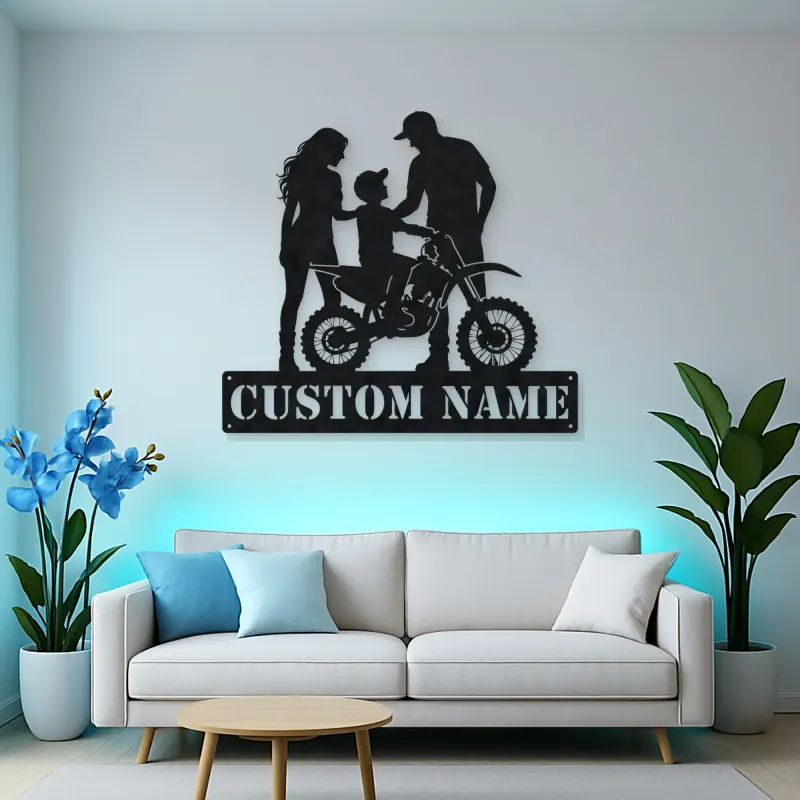 Personalized Mini Dirt Bike Family Metal Wall Art