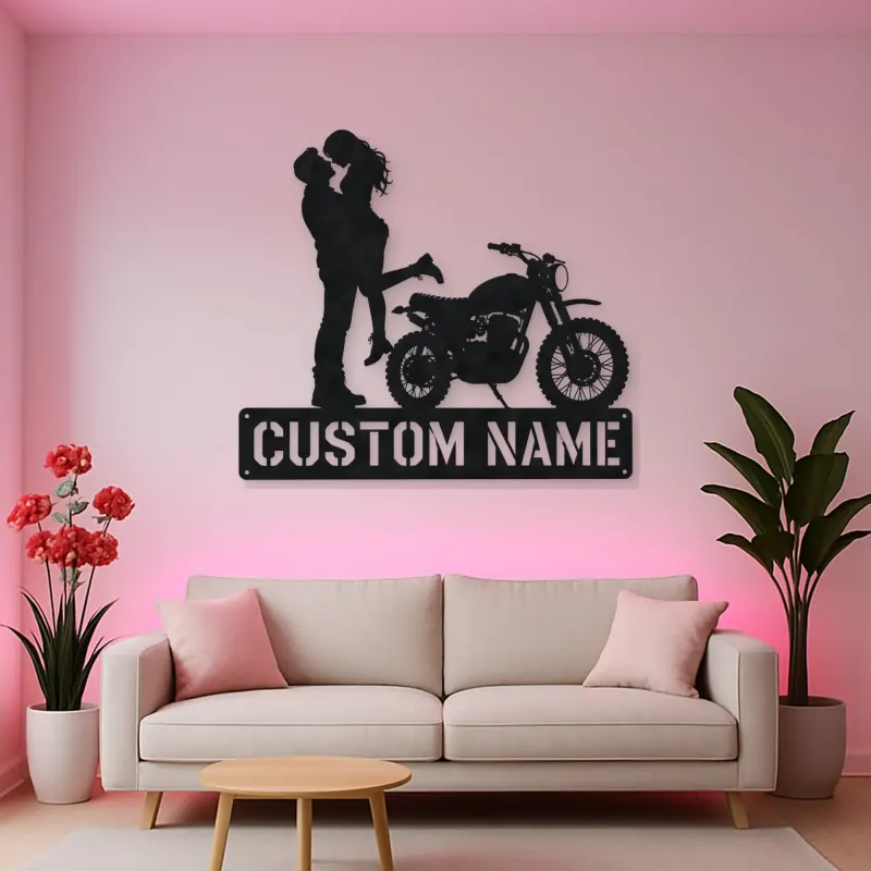 Personalized Dirt Bike Lifted Couple Metal Wall Art