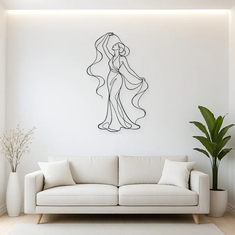 Ribbon Scarf Muse Metal Wall Art | Fashion Figure Wall Decor