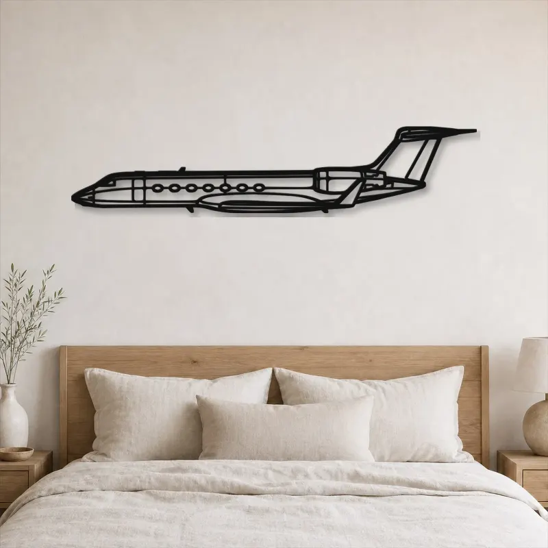 Insegna in metallo silhouette dell'aereo G550, Silhouette di aerei in metallo, Decorazione da parete aviatore