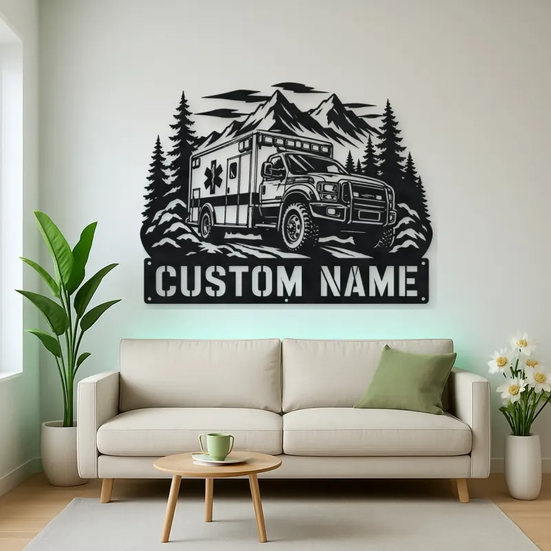 Personalized Mountain Rescue Ambulance Metal Wall Art