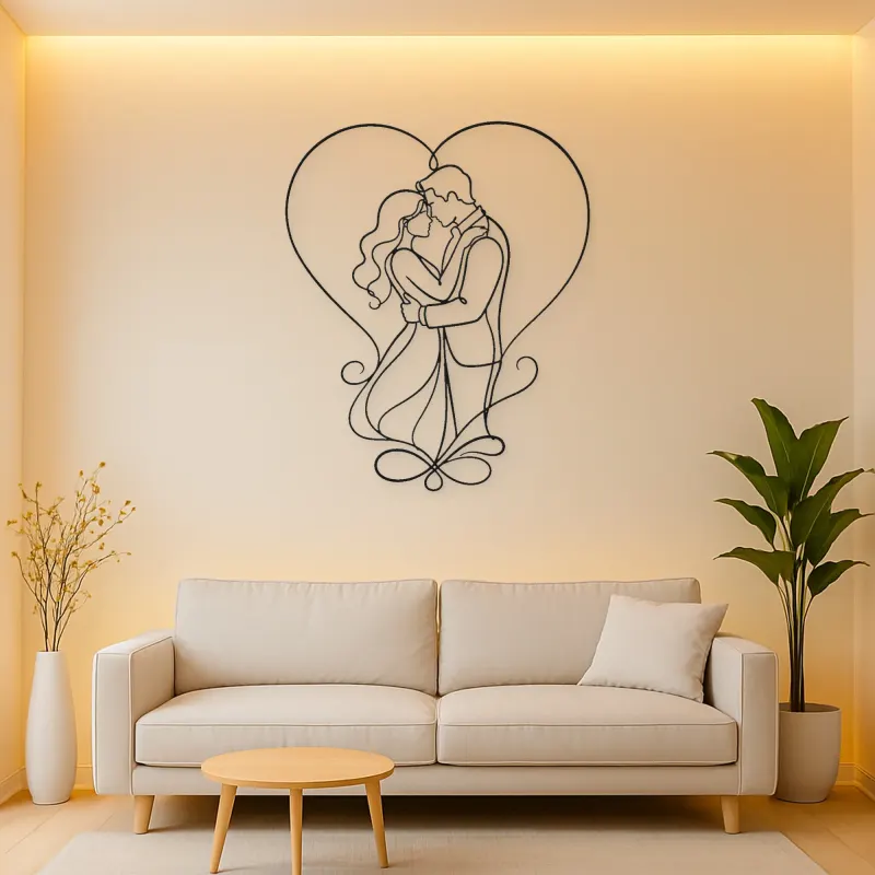 Heart Frame Lovers Metal Wall Art | Romantic Couple Decor
