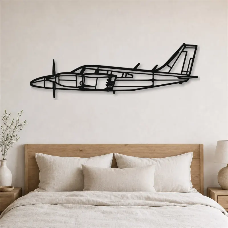 Silhouette d'avion PA-34-200T Seneca II en métal, Décoration murale en métal, Décor aéronautique, Décor d'aviation