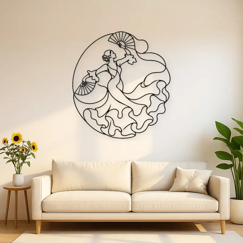 Sevillana Fan Dance Metal Wall Art | Dance Silhouette Wall Decor