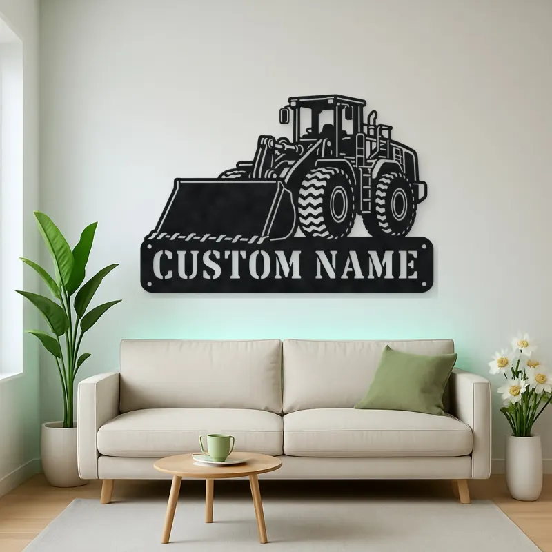 Personalized Large Wheel Loader Front Bucket Metal Wall Art