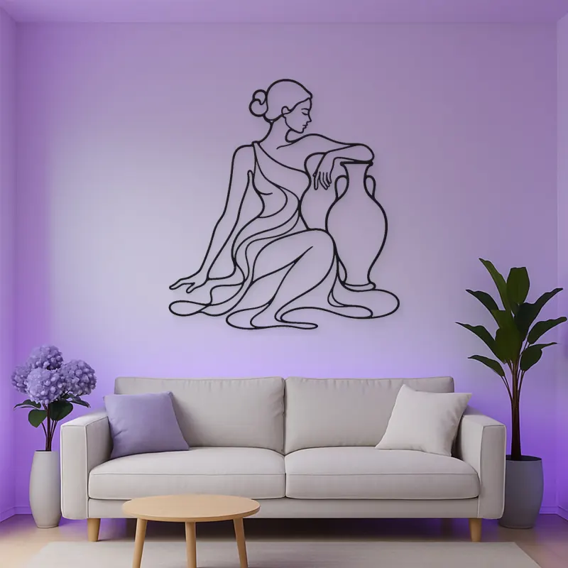 Seated Muse with Vase Metal Wall Art | Feminine Figure Wall Decor
