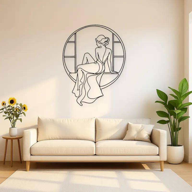 Quiet Window Muse Metal Wall Art | Feminine Figure Wall Decor