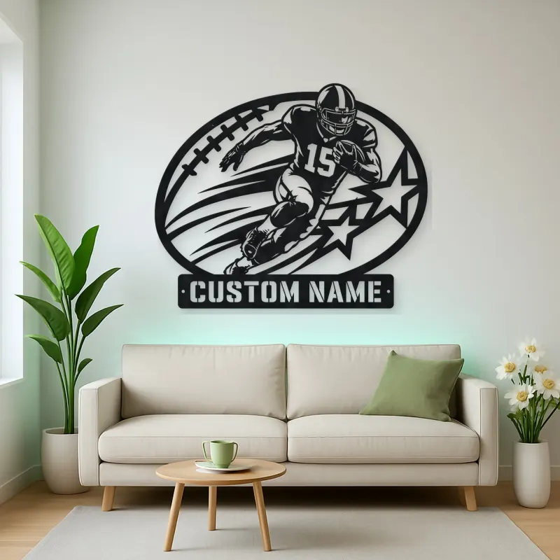 Personalized Number 15 Running Back Stars Metal Wall Art
