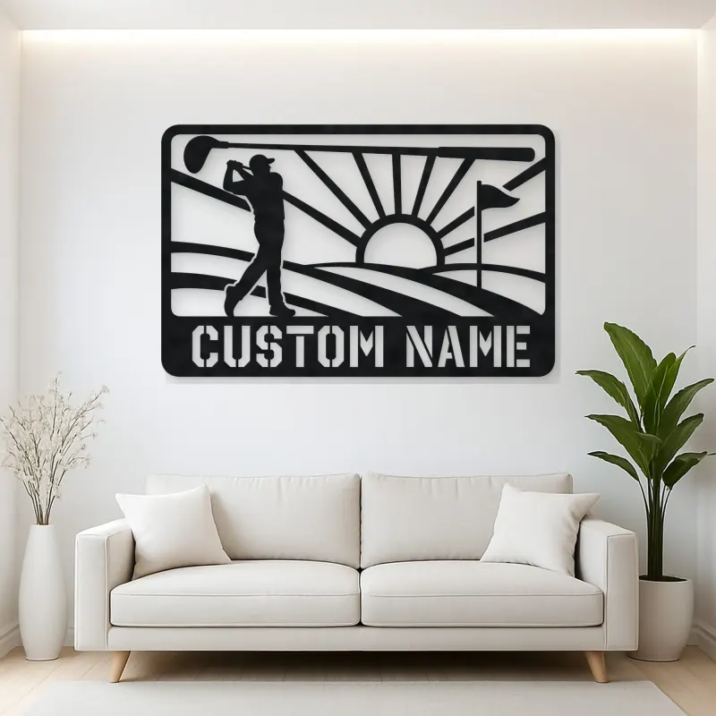 Personalized Golf Swing Metal Wall Art with Fairway