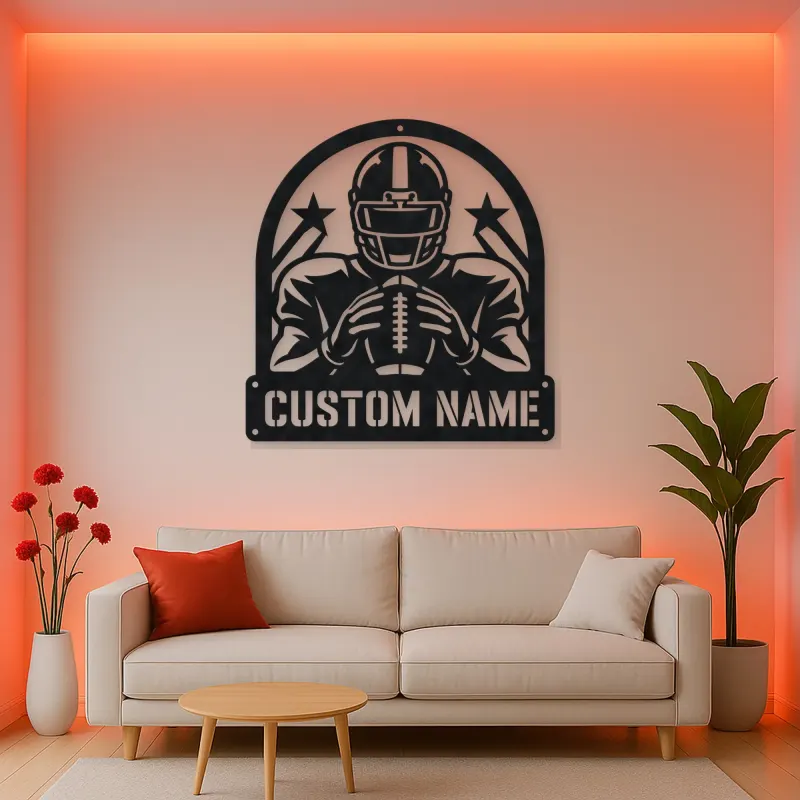 Personalized Football Player Rising Stars Metal Wall Art